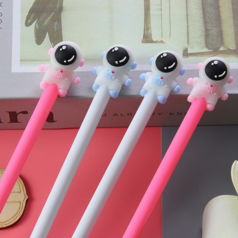 Back To School Season 10pcs 0.5mm Cartoon Silicone Head Astronaut Gel Pen Creative Stationery Cute Writing Tools Water-based Pen Office Signature