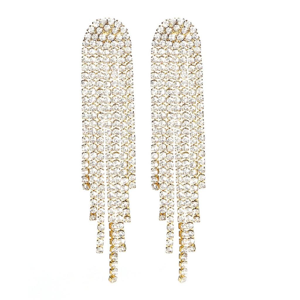 Расширенное чувство роскоши супер-вспышка Ab горный хрусталь длинные кисточки серьги модный темперамент женские серьги