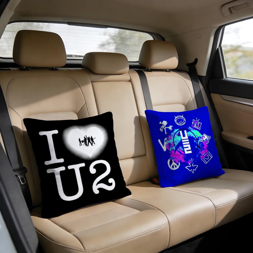Rock Band UU2 Cushion Cover Short plush pillowcase for bed sofa carwashable