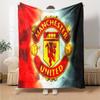 Flaming Manchester Crest Flannel Blanket, Soft Polyester, Modern Design, All-Season for Camping, Travel, Gifts for holidays or birthdays