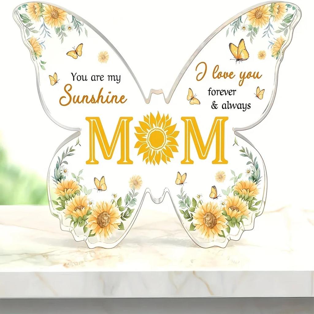Acrylic Butterfly Ornaments Thanks Mother Express Love Heartfelt Gifts Desktop Accessories Plaque for Mom Birthdays Ideal Gift