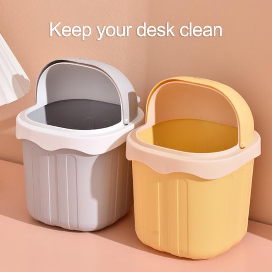 Desktop Trash Can with Lid Large Capacity Cartoon Shape Rectangle Creative Mini Garbage Can Waste Basket