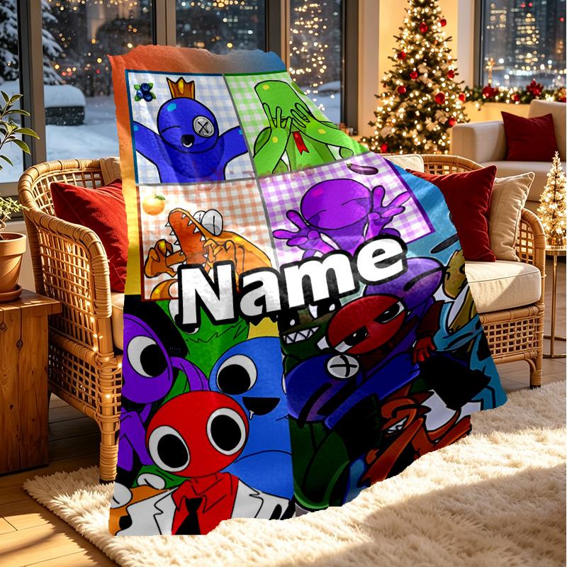 Custom Name Personalized Game Rainbow Friends Print Blanket, Home Decor, Bedroom, Sofa, Camping, Couch, Gifts for Birthday ChristmasEnthusiasts