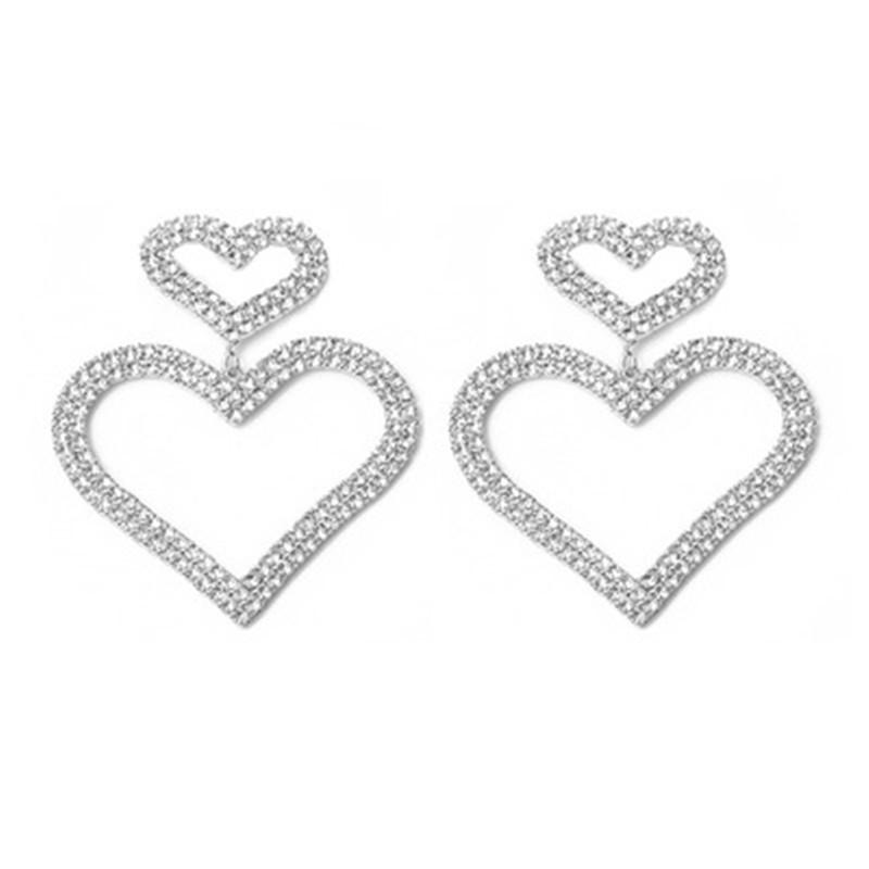 Серьги-подвески в форме сердца из серебра 925 пробы — модные, универсальные и в корейском стиле с акцентами из стразов