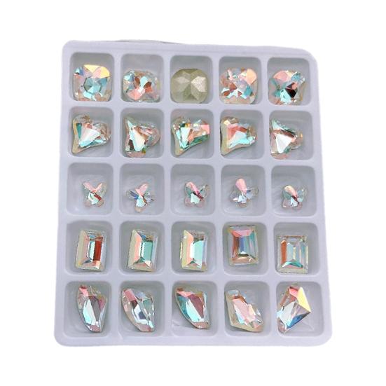 25Pcs Nail Crystal Creative Butterfly Love Heart Decorations Square Faux 3D Charms DIY Nail Art