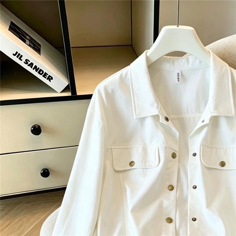 Women Long Sleeve Polo Collar Casual Jacket Slim Fit Plus Size Spring Autumn Coat
