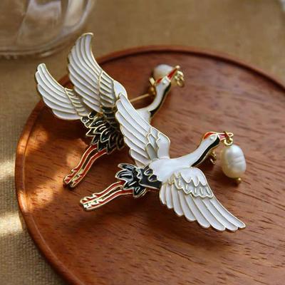 1 шт., жемчуг, журавли, эмалированная булавка, винтажная подвесная брошь в виде птицы, женские роскошные ювелирные изделия