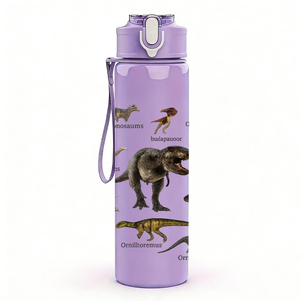 1PC Dinosaur Skeleton Fossil Collection 750ml Color Plastic Water Bottle Leakproof Flip Straw Lid For Sports Office Home Use