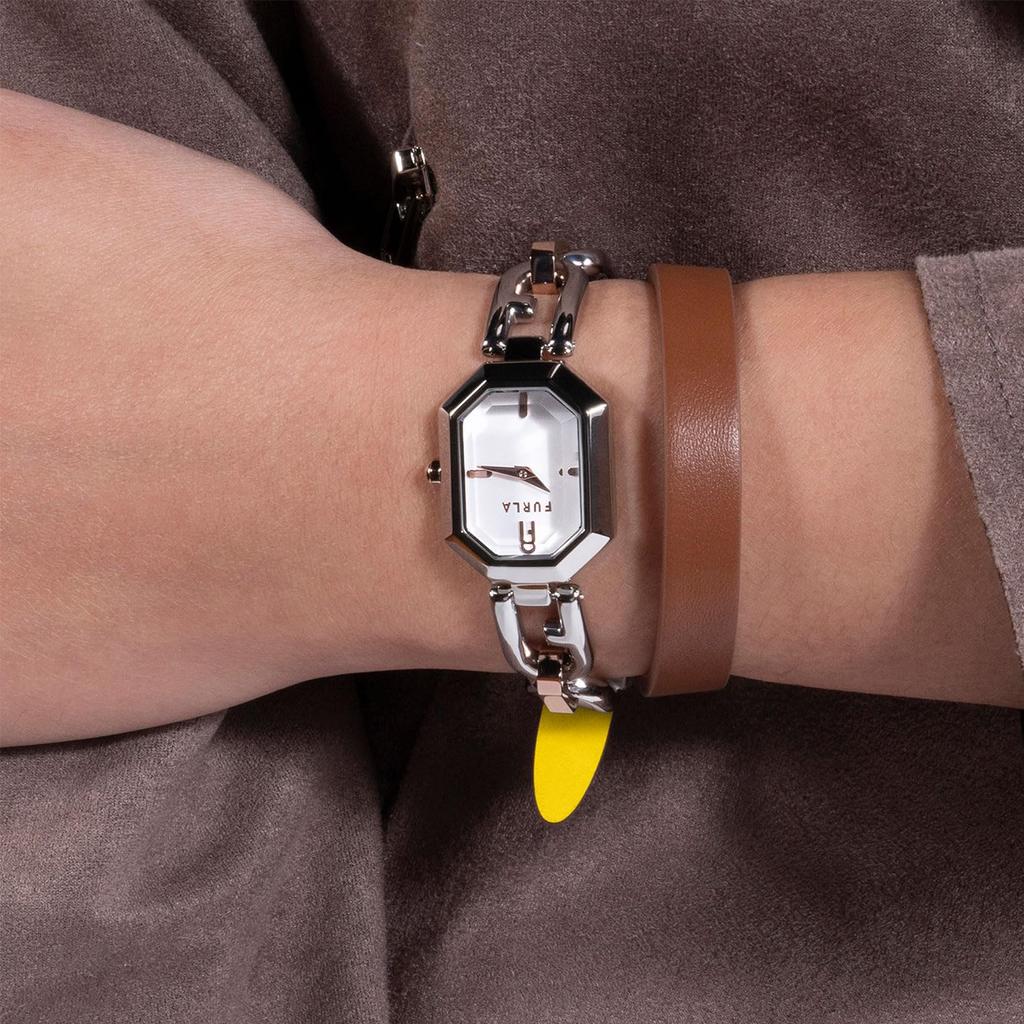 Watch OCTAGONAL Silver Dial Stainless Steel Mineral Glass Quartz Daily Waterproof China Watch WW00044006L5 Brown [Furla] 27.5MM Women's [Item]