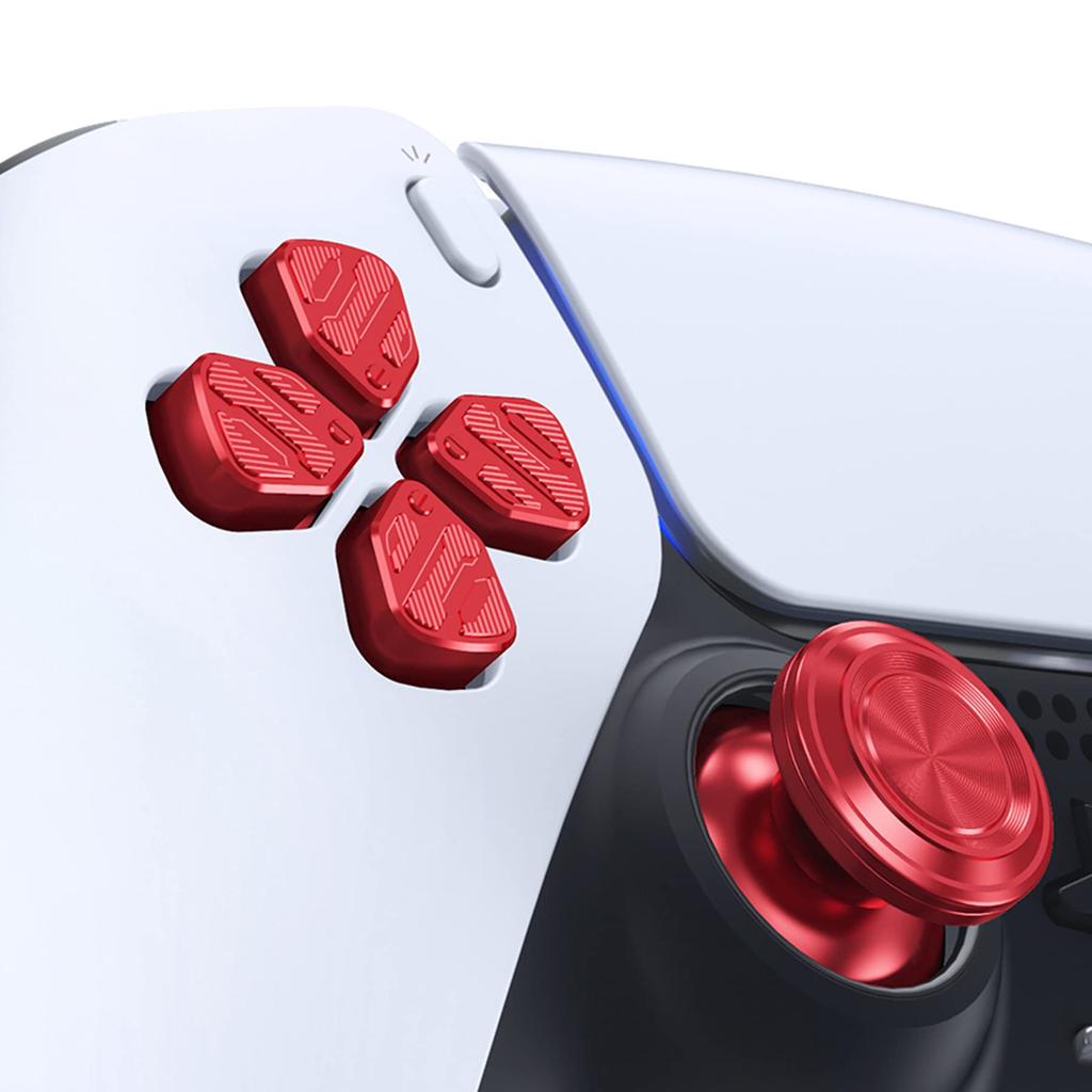 eXtremeRate Metal Thumbstick ABXY Button Compatible with PS5 Custom Replacement Aluminum Analog Thumbstick Action Button Directional Button Compatible