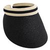 Straw Sun Visor Hat Stylish Long Brim Cap for Women CA553 [White Fang] (Black)