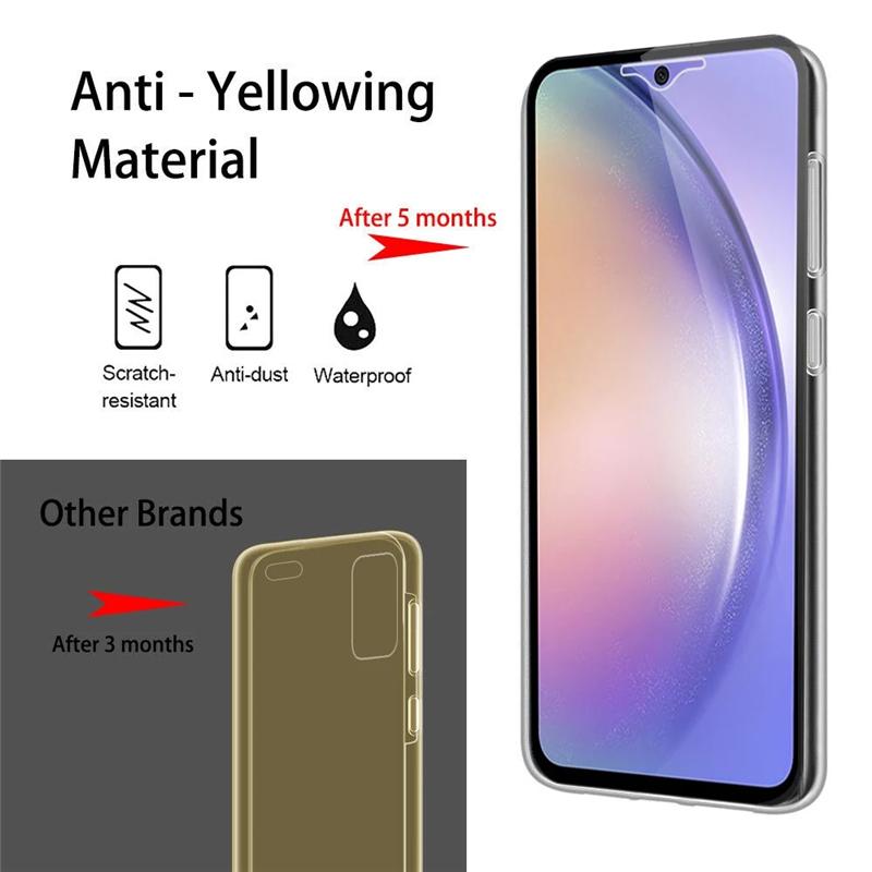 Прозрачный 360-градусный двойной передний задний чехол для Samsung Galaxy A05 A05S A15 A25 A35 A55 A04S A14 A24 A34 A54 5G 4G S23 S24 Ultra Plus FE силиконовый чехол