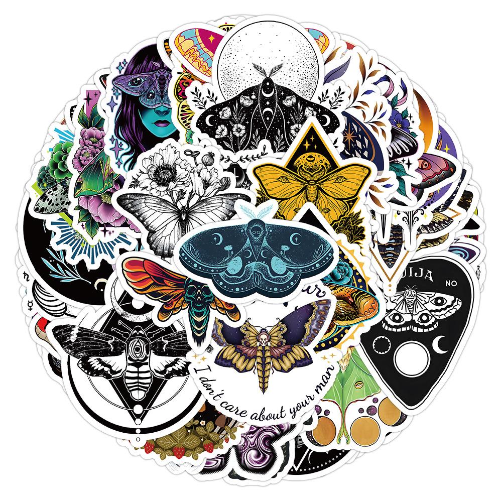 10/50 ретро наклейки-призрак-бабочка мотыльки граффити наклейки для DIY багаж ноутбук скейтборд мотоцикл велосипед наклейки