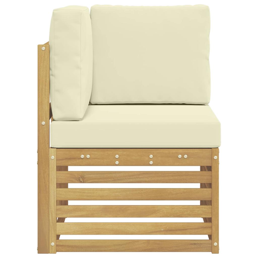 Outdoor Corner Sofa Solid Acacia Wood White