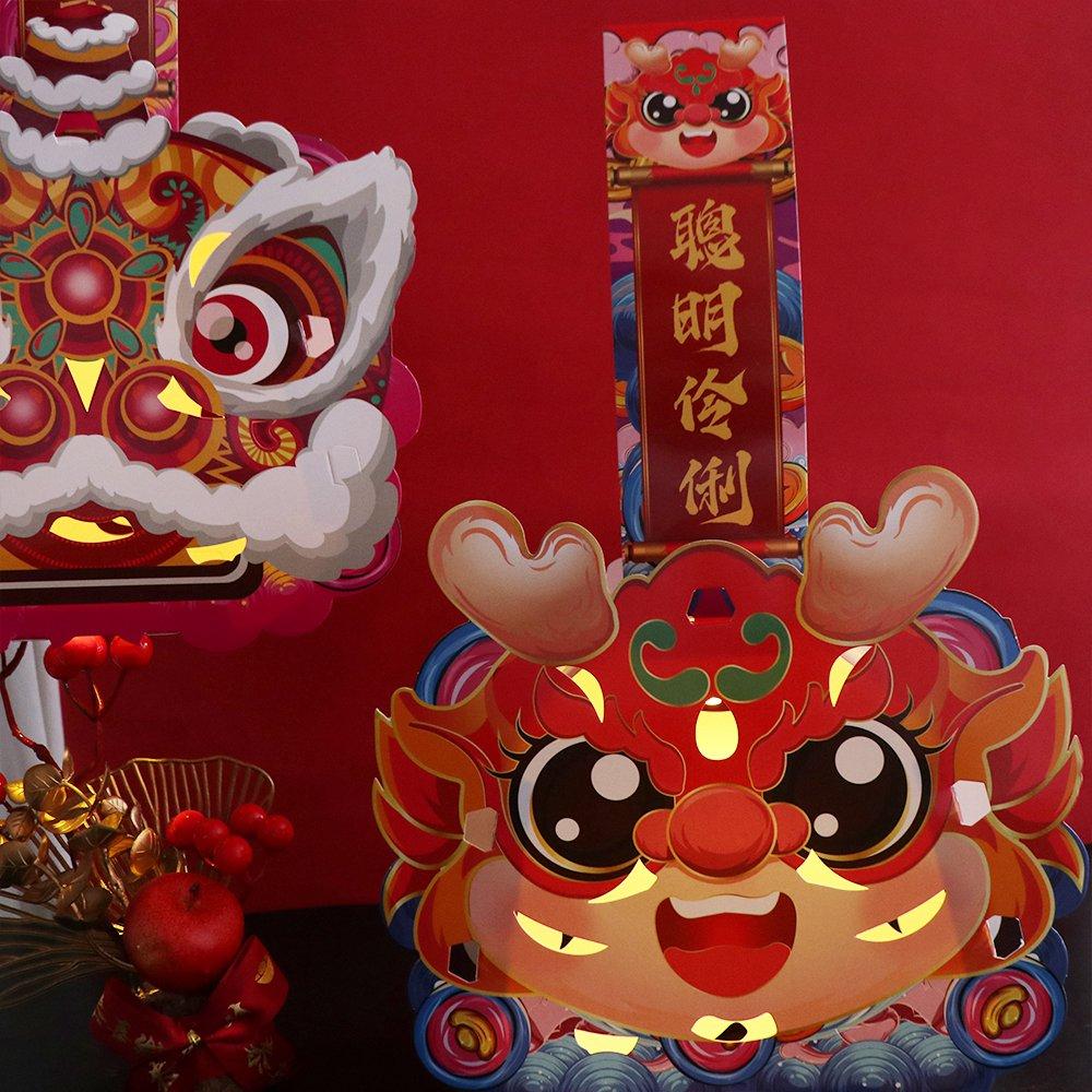 Традиционный Год Дракона Портативный Фонарь Китайский Фонарь Ручной Работы DIY Материалы Домашний Декор