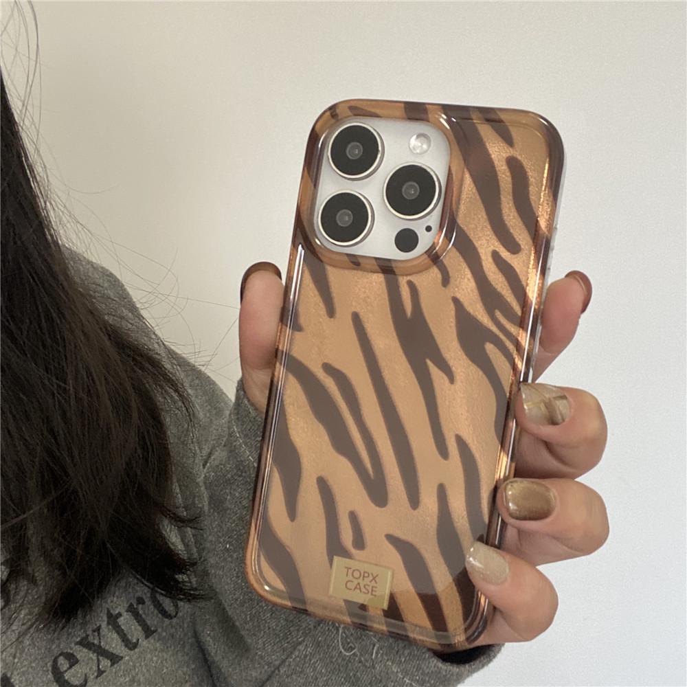 Корейский стиль Чехол для телефона с принтом зебры, коричневый, для iPhone 17/16 Pro Max и 15/14/13, с ощущением высокого качества