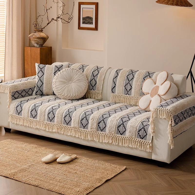 Универсальный чехол на диван из толстого льна «Четыре сезона», устойчивый к царапинам от кошек, протектор для дивана для мебели Airbnb
