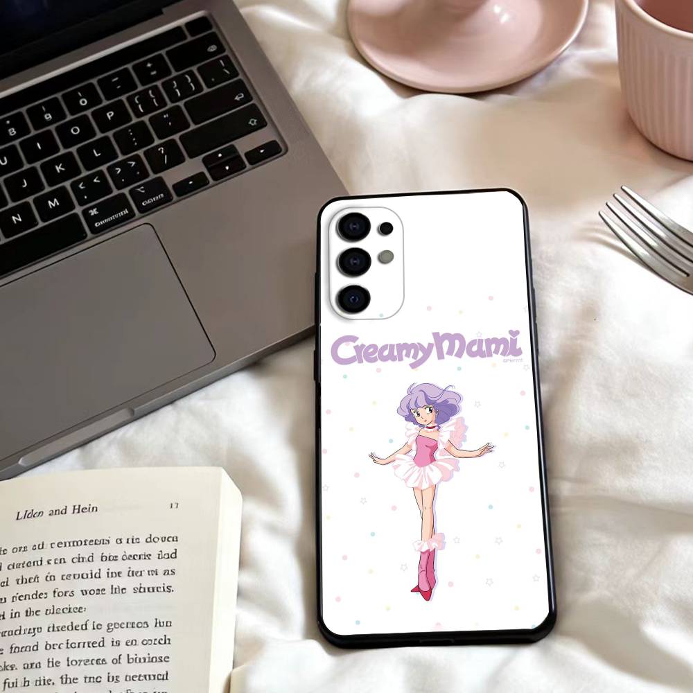 M-Магический Ангел Кремовая M-Мами Чехол для Телефона Для Samsung S25,24,23,22,30,21,10,9,Ultra,Plus,Lite,FE,4,5 G Мягкий Черный Чехол