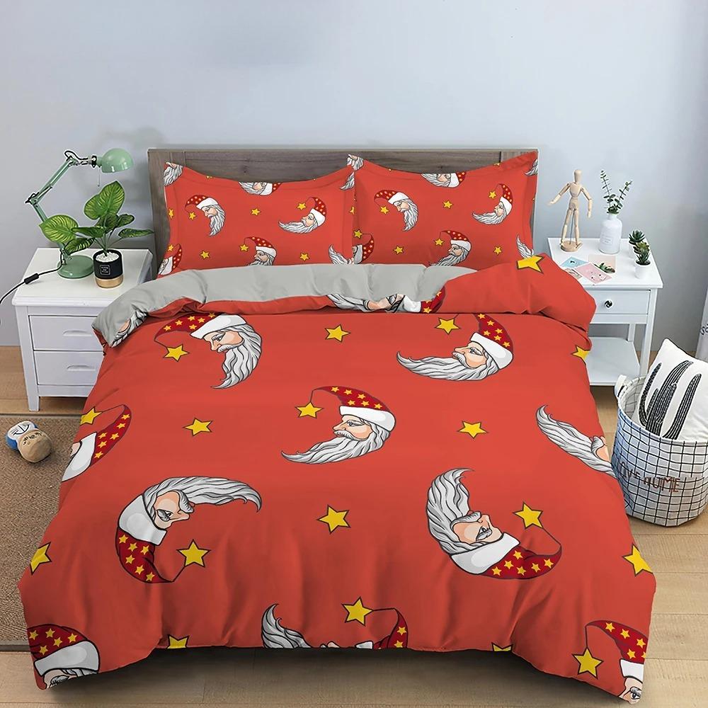 3D Рождеством белый комплект постельного белья Рождественский комплект пододеяльников/пододеяльников полиэстеровое одеяло King Queen полный двойной красный бант бежевый
