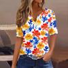 Жен. Футболка С принтом Пуговицы С короткими рукавами Повседневные Выходные Мода Классический Классический V-образный вырез Обычный Топ