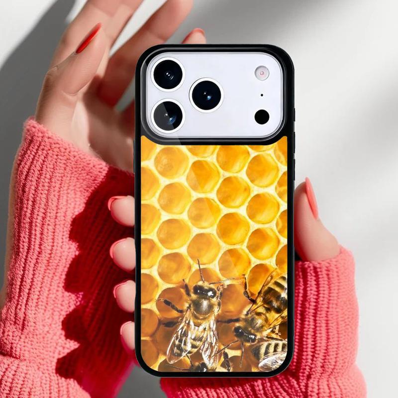 Bumble Bee Honeycomb Honey Phone Case for iPhone 17 16 15 14 13 Pro Max Back Cover for 12 11 Pro Coque