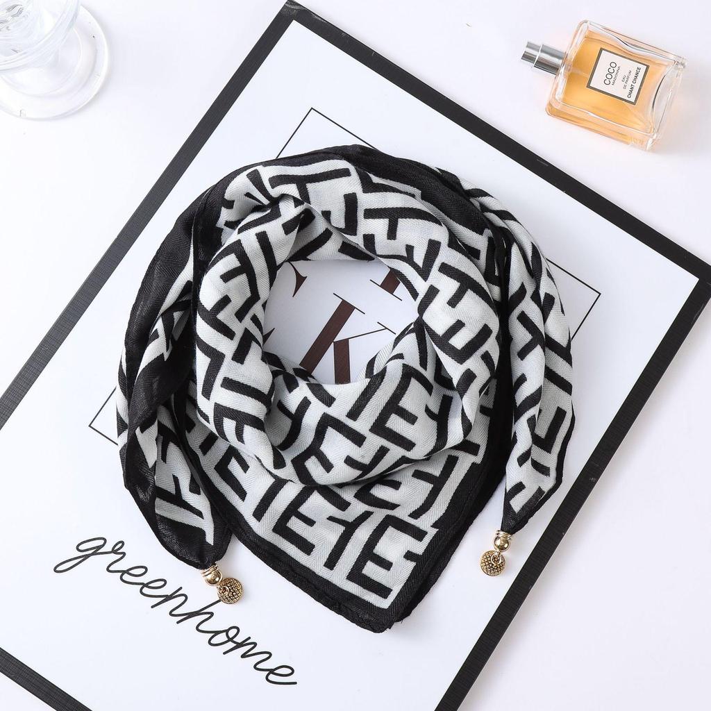 Осенне-зимний шелковый шарф в западном стиле с корейским акцентом в виде магнитного золотого шарика