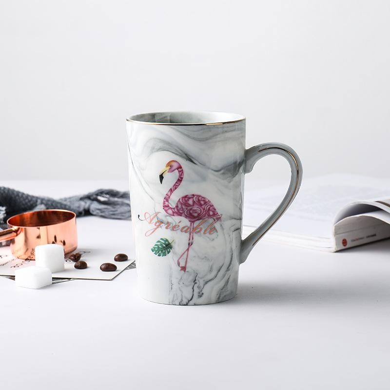 Creative Marble Pattern Couple Mug Colored Flamingo Ceramic Cup Tea Milk Coffee Mug Sell Well Indoor Office Gift Cups Drinkware