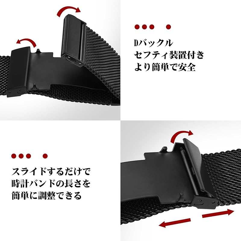 [ANNEFIT] металлический ремешок для часов 20 мм, сетчатый, сменный ремешок для часов из нержавеющей стали 316L, сменный ремень, быстросъемный, черный