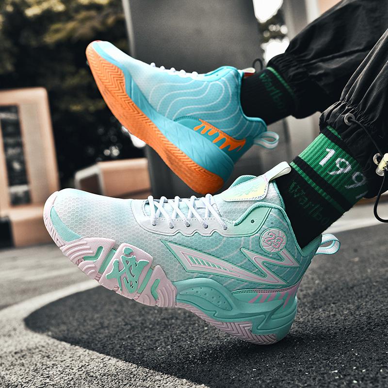 Basketball shoes men's summer new breathable cushioning teenagers primary and secondary school students children's sneakers men's high-top sneakers
