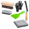 Комплексный набор для чистки надгробий включает скраб-щетки, скребки, инструмент для тонких щелей, абсорбирующую ткань, защитные перчатки