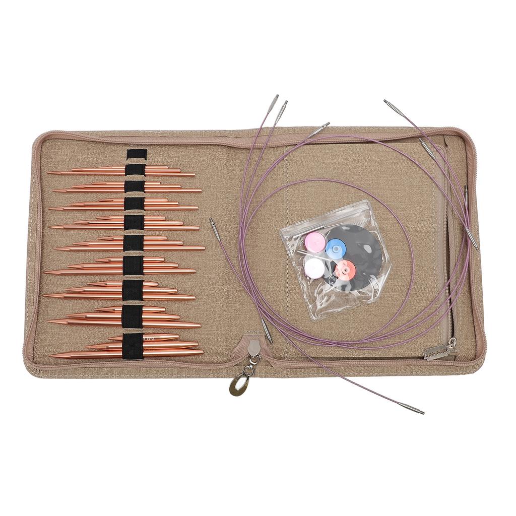 27Pcs Circular Knitting Needles Set Interchangeable Removable Aluminum Oxide Crochet Needles with