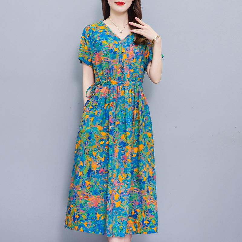 Элегантные женские платья летние большие размеры винтажная одежда с коротким рукавом повседневное длинное платье