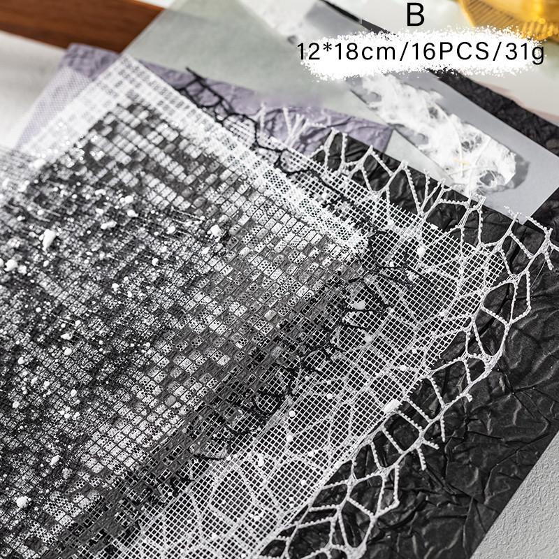 Journamm 16pcs Vintage Mixed Materials Lace paper Scrapbook Materials DIY Photo Album Collage Journal Stationery Material paper