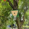Wood House Carpenter Bee Trap with Clear Bottle Outside Natural Wood Boring Bee Trap Weather-proof Outdoor Hanging Bee Catcher
