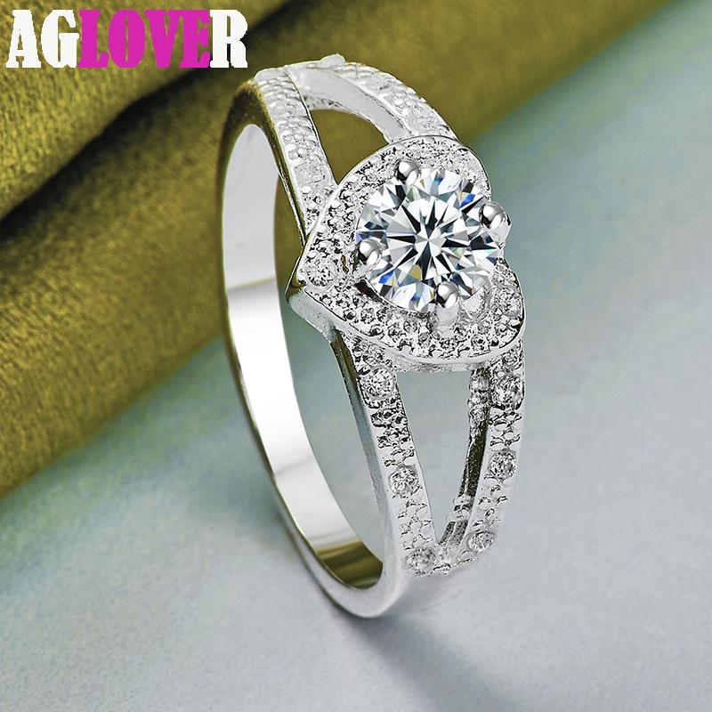 Ювелирные изделия из стерлингового серебра 925 пробы с цирконом в форме сердца AAA