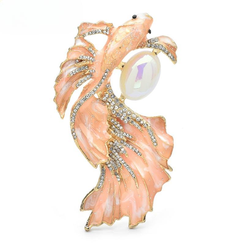 1 шт. Женская большая роскошная брошь в виде золотой рыбки унисекс трехцветная плавающая рыбка брошь для офиса и вечеринки в подарок