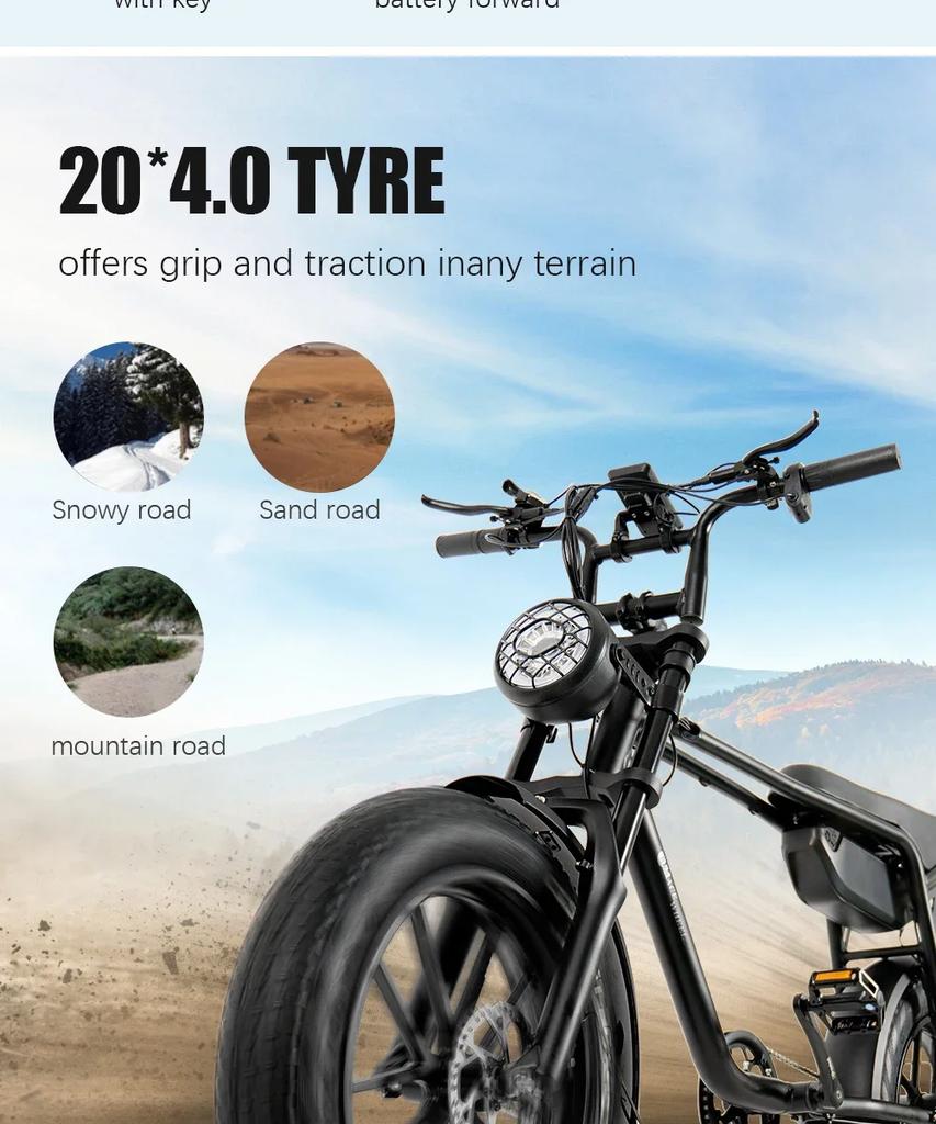 CMACEWHEEL K20 Electric Bike 20“ Fat Tire E-bike 54V 17Ah Battery 7-Speed E MountainBike Men & Women Torque 70N.m