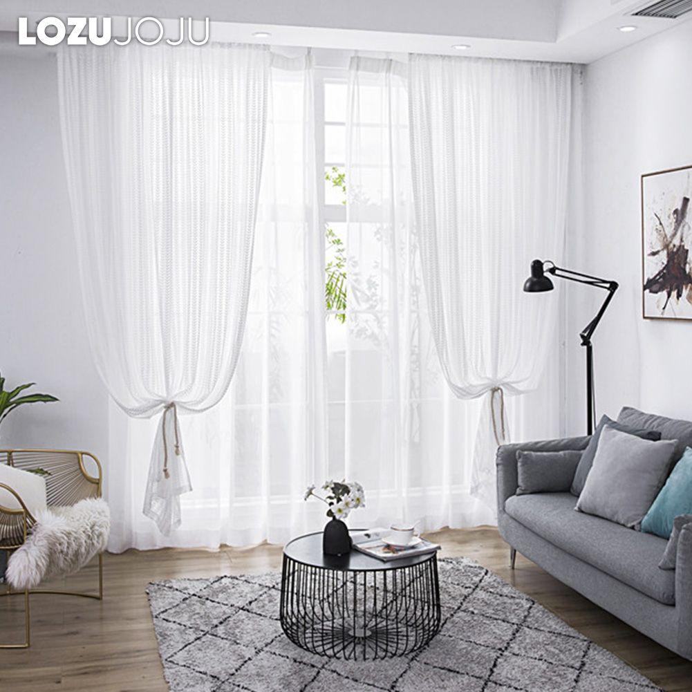 1 шт. LOZUJOJU белая основа вязаная тюль занавеска на окно прозрачная занавеска для балкона украшение дома