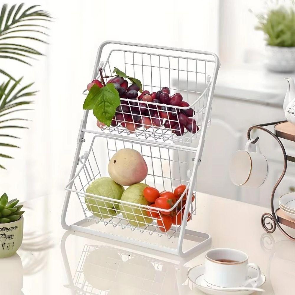 Large Capacity 2-Tier Spice Holder Basket Detachable Vegetables Fruit Storage Basket Dining Room