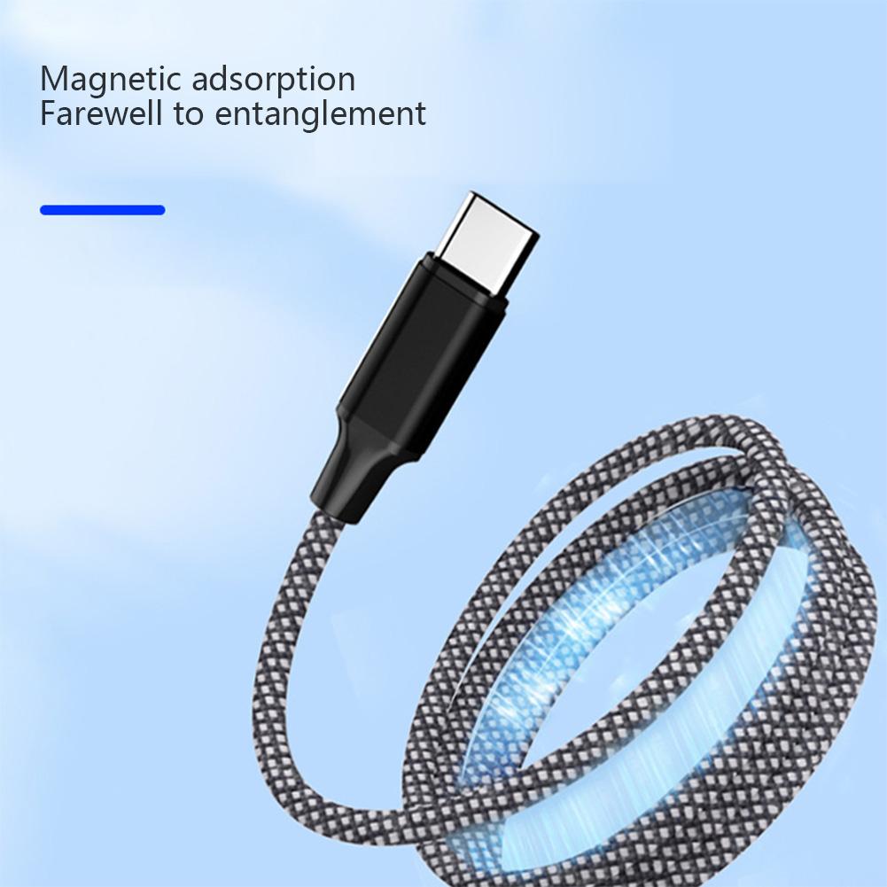 100 Вт Магнитная присоска USB A Type C Быстрая зарядка 5A 1 м кабель для передачи данных Удобное хранение для Samsung Xiaomi Phone Charge USB C шнур