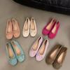 French Suede Bow Ballet Shoes Women's 2024 Spring New Gentle One-pedal Soft-faced Flat-soled Single Shoes Tide