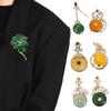 1PC Gourd Shape Crystal Alloy Exquisite Brooch Fashion Label Chinese Style Collar Pin Women Green