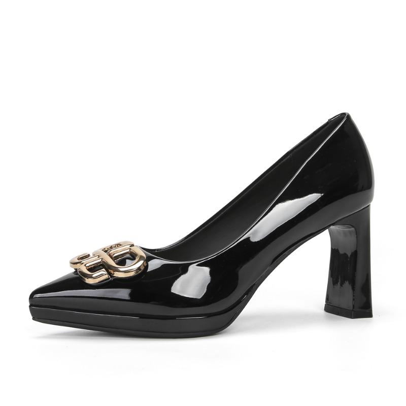 6-Sexy Pointed Thick Heel High Heels Women Are Not Tired Feet Waterproof Table Single Shoes Model Catwalk Shoes 8