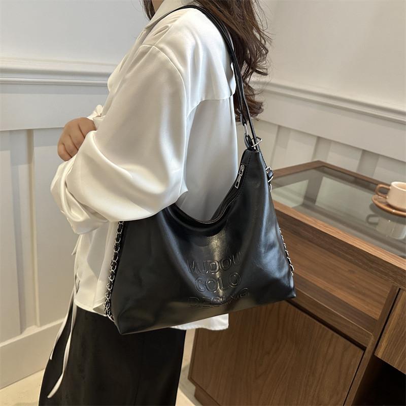 Korean Style Unisex Fashion Letter Embossed Pu Shoulder Bag For Daily Use