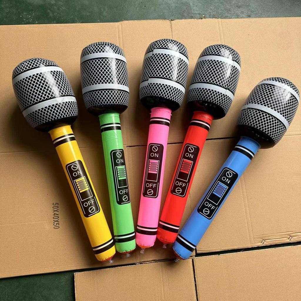 Набор надувных музыкальных инструментов из ПВХ для детей - Гитара и Микрофон, реквизит для сценических вечеринок.