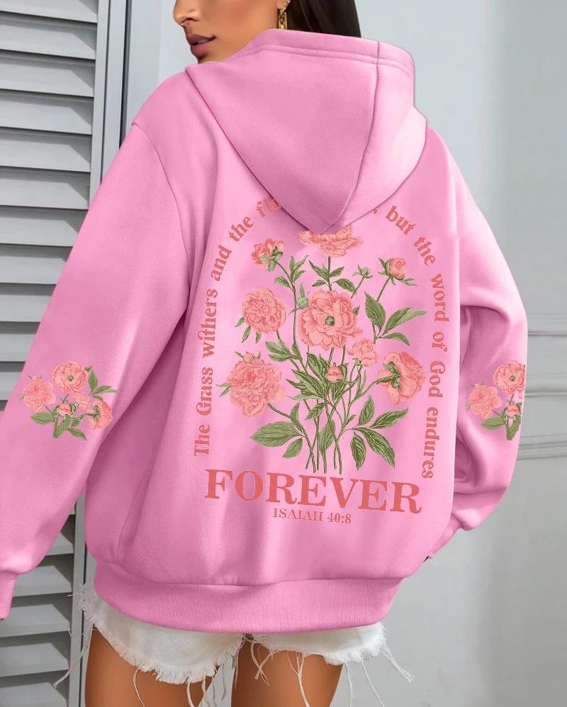 Women's Autumn Floral Hoodie with Pockets