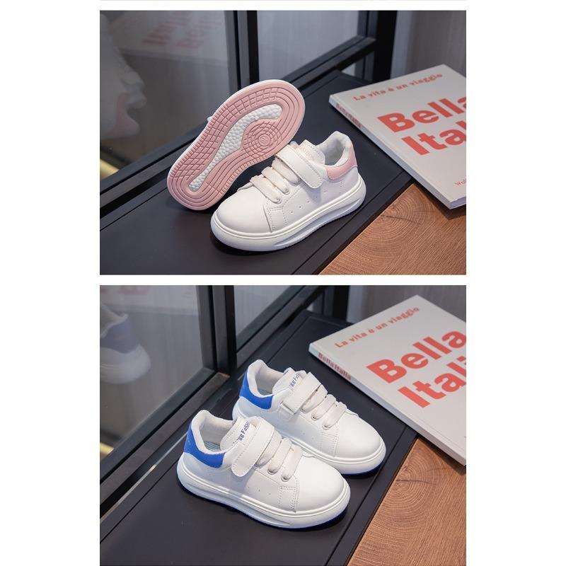 Повседневная детская обувь для девочек, осенняя кожаная обувь для мальчиков, новые детские туфли на липучках белого цвета