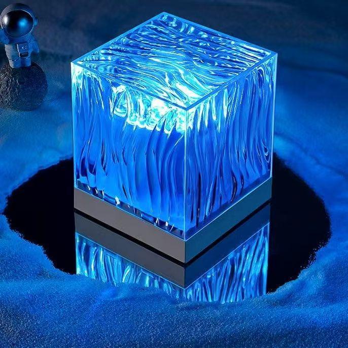 Ripple Aurora Flame Rotating Night Light - Creative Bedside Mood Lamp Projector
