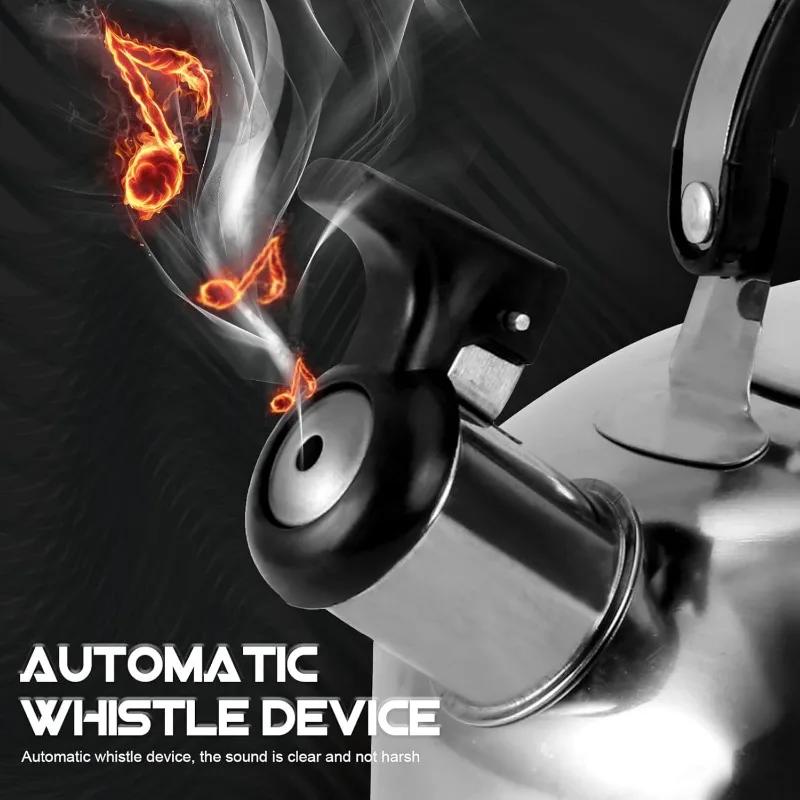 3L Stainless Steel Teapot Whistling Kettle Teapot Stove Gas Water Kettle with Ergonomic Handle for Cooking Camping Trips Outdoor