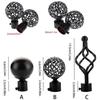 Iron Round Hollow Out Curtain Rods Ends Caps Curtain Accessories Roman Rod Head Curtain Rods Head